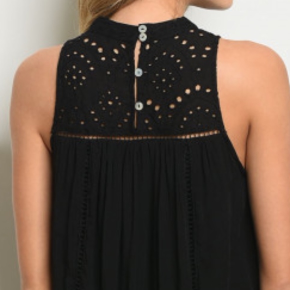 LAST 1! Eyelet LITTLE BLACK DRESS - Picture 3 of 6